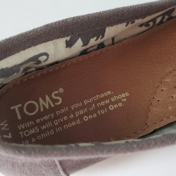 Toms Brown Canvas Slip On Shoes Size 7 - Picture 5 of 6